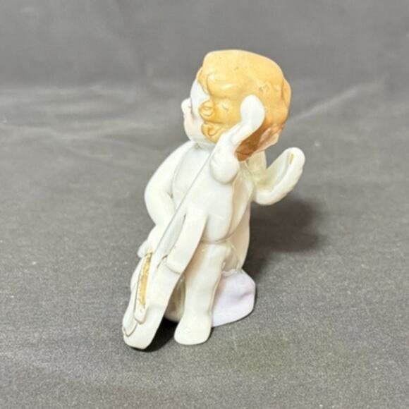 Vintage Angel Ceramic Figurine Cherub Cello Violin Musician Porcelain Japan - Picture 4 of 7